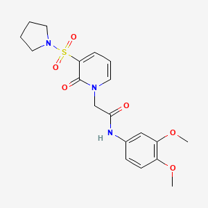 molecular formula C19H23N3O6S B2604673 N-(3,4-二甲氧基苯基)-2-(2-氧代-3-(吡咯烷-1-基磺酰基)吡啶-1(2H)-基)乙酰胺 CAS No. 1251628-00-8