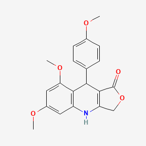 molecular formula C20H19NO5 B2604681 6,8-二甲氧基-9-(4-甲氧基苯基)-1H,3H,4H,9H-呋喃[3,4-b]喹啉-1-酮 CAS No. 1272756-30-5