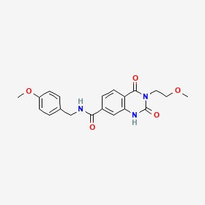 molecular formula C20H21N3O5 B2604682 N-(4-甲氧基苄基)-3-(2-甲氧基乙基)-2,4-二氧代-1,2,3,4-四氢喹唑啉-7-甲酰胺 CAS No. 892269-96-4