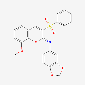 B2604696 3-(benzenesulfonyl)-N-(1,3-benzodioxol-5-yl)-8-methoxychromen-2-imine CAS No. 1322265-11-1