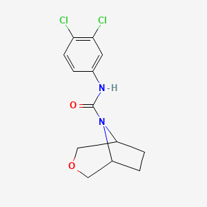 molecular formula C13H14Cl2N2O2 B2604702 (1R,5S)-N-(3,4-二氯苯基)-3-氧杂-8-氮杂双环[3.2.1]辛烷-8-甲酰胺 CAS No. 1421471-77-3