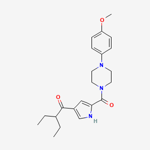 molecular formula C22H29N3O3 B2604708 2-乙基-1-(5-{[4-(4-甲氧基苯基)哌嗪基]羰基}-1H-吡咯-3-基)-1-丁酮 CAS No. 439120-72-6