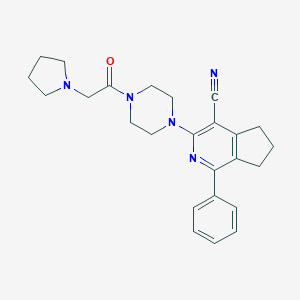 molecular formula C25H29N5O B260471 1-phenyl-3-[4-(1-pyrrolidinylacetyl)-1-piperazinyl]-6,7-dihydro-5H-cyclopenta[c]pyridine-4-carbonitrile 