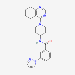 molecular formula C23H26N6O B2604719 3-(1H-pyrazol-1-yl)-N-(1-(5,6,7,8-tetrahydroquinazolin-4-yl)piperidin-4-yl)benzamide CAS No. 2034257-89-9