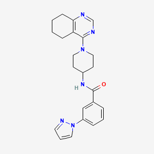 molecular formula C23H26N6O B2604719 3-(1H-吡唑-1-基)-N-(1-(5,6,7,8-四氢喹唑啉-4-基)哌啶-4-基)苯甲酰胺 CAS No. 2034257-89-9