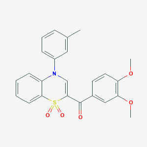 molecular formula C24H21NO5S B2604741 (3,4-dimethoxyphenyl)[4-(3-methylphenyl)-1,1-dioxido-4H-1,4-benzothiazin-2-yl]methanone CAS No. 1114652-15-1