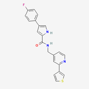 molecular formula C21H16FN3OS B2604751 4-(4-氟苯基)-N-((2-(噻吩-3-基)吡啶-4-基)甲基)-1H-吡咯-2-甲酰胺 CAS No. 2034477-01-3