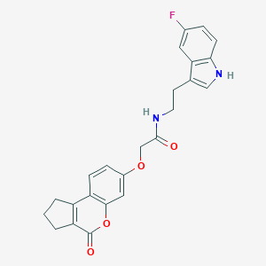 N-[2-(5-fluoro-1H-indol-3-yl)ethyl]-2-[(4-oxo-1,2,3,4-tetrahydrocyclopenta[c]chromen-7-yl)oxy]acetamide