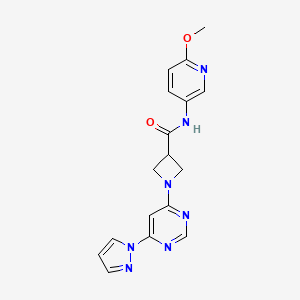 1-(6-(1H-pyrazol-1-yl)pyrimidin-4-yl)-N-(6-methoxypyridin-3-yl)azetidine-3-carboxamide
