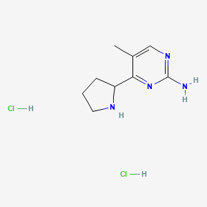 molecular formula C9H16Cl2N4 B2604794 5-甲基-4-吡咯烷-2-基嘧啶-2-胺二盐酸盐 CAS No. 1858255-28-3