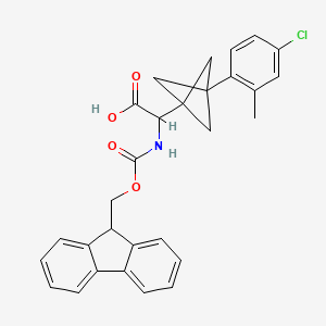 molecular formula C29H26ClNO4 B2604803 2-[3-(4-Chloro-2-methylphenyl)-1-bicyclo[1.1.1]pentanyl]-2-(9H-fluoren-9-ylmethoxycarbonylamino)acetic acid CAS No. 2287268-14-6