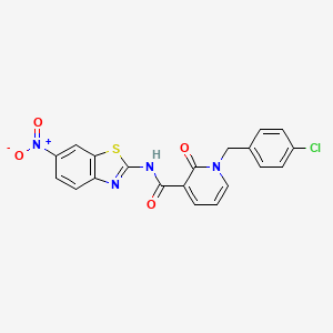 molecular formula C20H13ClN4O4S B2604807 1-(4-chlorobenzyl)-N-(6-nitrobenzo[d]thiazol-2-yl)-2-oxo-1,2-dihydropyridine-3-carboxamide CAS No. 941909-43-9