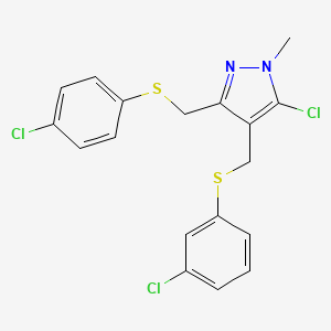 (5-chloro-3-{[(4-chlorophenyl)sulfanyl]methyl}-1-methyl-1H-pyrazol-4-yl)methyl 3-chlorophenyl sulfide