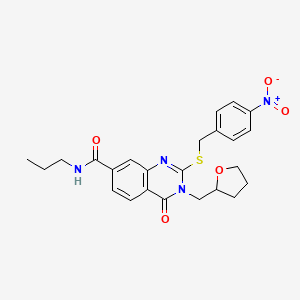 molecular formula C24H26N4O5S B2604815 2-((4-nitrobenzyl)thio)-4-oxo-N-propyl-3-((tetrahydrofuran-2-yl)methyl)-3,4-dihydroquinazoline-7-carboxamide CAS No. 946236-75-5
