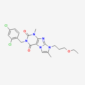 molecular formula C21H23Cl2N5O3 B2604837 3-(2,4-二氯苄基)-8-(3-乙氧基丙基)-1,7-二甲基-1H-咪唑并[2,1-f]嘌呤-2,4(3H,8H)-二酮 CAS No. 899727-74-3