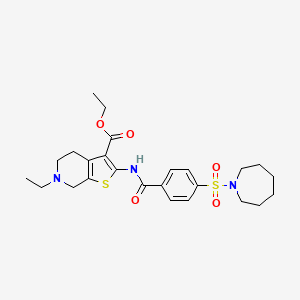 molecular formula C25H33N3O5S2 B2604839 Ethyl 2-(4-(azepan-1-ylsulfonyl)benzamido)-6-ethyl-4,5,6,7-tetrahydrothieno[2,3-c]pyridine-3-carboxylate CAS No. 449767-66-2