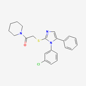 molecular formula C22H22ClN3OS B2604845 2-((1-(3-氯苯基)-5-苯基-1H-咪唑-2-基)硫代)-1-(哌啶-1-基)乙酮 CAS No. 1207035-91-3
