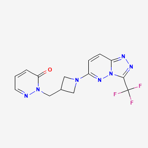 molecular formula C14H12F3N7O B2604854 2-({1-[3-(三氟甲基)-[1,2,4]三唑并[4,3-b]哒嗪-6-基]氮杂环丁-3-基}甲基)-2,3-二氢哒嗪-3-酮 CAS No. 2198749-73-2
