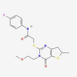 N-(4-fluorophenyl)-2-((3-(2-methoxyethyl)-6-methyl-4-oxo-3,4,6,7-tetrahydrothieno[3,2-d]pyrimidin-2-yl)thio)acetamide
