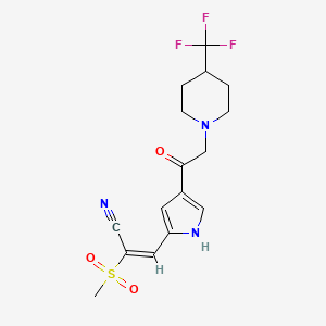 molecular formula C16H18F3N3O3S B2604863 (E)-2-(methylsulfonyl)-3-(4-{2-[4-(trifluoromethyl)piperidino]acetyl}-1H-pyrrol-2-yl)-2-propenenitrile CAS No. 2066571-44-4