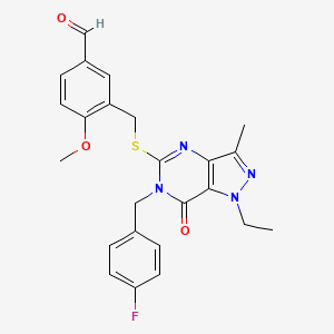 3-({[1-ethyl-6-(4-fluorobenzyl)-3-methyl-7-oxo-6,7-dihydro-1H-pyrazolo[4,3-d]pyrimidin-5-yl]sulfanyl}methyl)-4-methoxybenzaldehyde