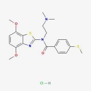 molecular formula C21H26ClN3O3S2 B2604883 N-(4,7-dimethoxybenzo[d]thiazol-2-yl)-N-(2-(dimethylamino)ethyl)-4-(methylthio)benzamide hydrochloride CAS No. 1216748-76-3