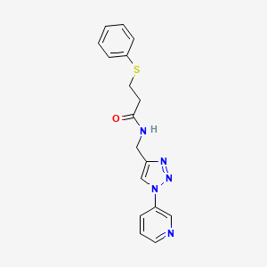 3-(phenylthio)-N-((1-(pyridin-3-yl)-1H-1,2,3-triazol-4-yl)methyl)propanamide