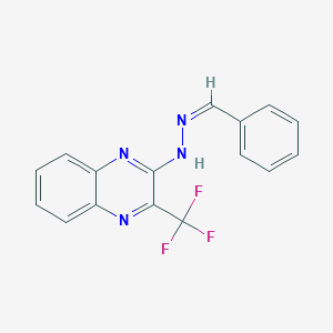 molecular formula C16H11F3N4 B2604906 benzenecarbaldehyde N-[3-(trifluoromethyl)-2-quinoxalinyl]hydrazone CAS No. 338773-19-6