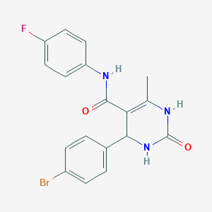 molecular formula C18H15BrFN3O2 B2604913 4-(4-bromophenyl)-N-(4-fluorophenyl)-6-methyl-2-oxo-1,2,3,4-tetrahydropyrimidine-5-carboxamide CAS No. 537679-07-5
