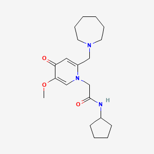 molecular formula C20H31N3O3 B2604920 2-(2-(azepan-1-ylmethyl)-5-methoxy-4-oxopyridin-1(4H)-yl)-N-cyclopentylacetamide CAS No. 1005307-80-1