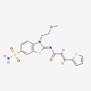 molecular formula C17H17N3O4S3 B2604922 (2E,NZ)-N-(3-(2-methoxyethyl)-6-sulfamoylbenzo[d]thiazol-2(3H)-ylidene)-3-(thiophen-2-yl)acrylamide CAS No. 865160-16-3
