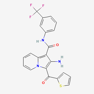 molecular formula C21H14F3N3O2S B2604923 2-amino-3-(thiophene-2-carbonyl)-N-[3-(trifluoromethyl)phenyl]indolizine-1-carboxamide CAS No. 898417-47-5