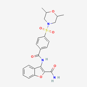 molecular formula C22H23N3O6S B2604934 3-(4-((2,6-Dimethylmorpholino)sulfonyl)benzamido)benzofuran-2-carboxamide CAS No. 867041-43-8