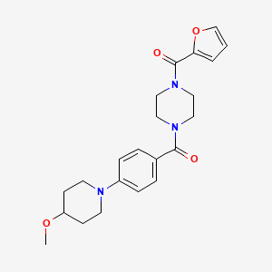 molecular formula C22H27N3O4 B2604938 (4-(Furan-2-carbonyl)piperazin-1-yl)(4-(4-methoxypiperidin-1-yl)phenyl)methanone CAS No. 2034522-48-8