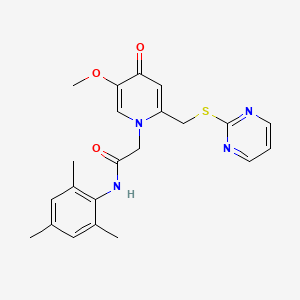 N-mesityl-2-(5-methoxy-4-oxo-2-((pyrimidin-2-ylthio)methyl)pyridin-1(4H)-yl)acetamide