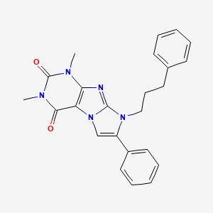 molecular formula C24H23N5O2 B2604955 2,4-Dimethyl-7-phenyl-6-(3-phenylpropyl)purino[7,8-a]imidazole-1,3-dione CAS No. 923422-66-6