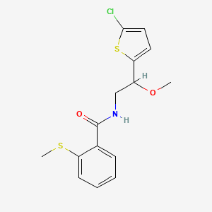 molecular formula C15H16ClNO2S2 B2604956 N-(2-(5-chlorothiophen-2-yl)-2-methoxyethyl)-2-(methylthio)benzamide CAS No. 2034597-10-7
