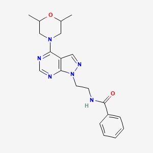 molecular formula C20H24N6O2 B2604957 N-(2-(4-(2,6-二甲基吗啉)-1H-吡唑并[3,4-d]嘧啶-1-基)乙基)苯甲酰胺 CAS No. 1021061-07-3