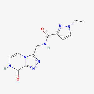 molecular formula C12H13N7O2 B2604968 1-ethyl-N-((8-hydroxy-[1,2,4]triazolo[4,3-a]pyrazin-3-yl)methyl)-1H-pyrazole-3-carboxamide CAS No. 2034546-54-6