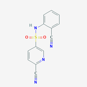 molecular formula C13H8N4O2S B2604978 6-Cyano-N-(2-cyanophenyl)pyridine-3-sulfonamide CAS No. 1607303-73-0