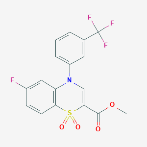 molecular formula C17H11F4NO4S B2604980 methyl 6-fluoro-4-[3-(trifluoromethyl)phenyl]-4H-1,4-benzothiazine-2-carboxylate 1,1-dioxide CAS No. 1291855-33-8