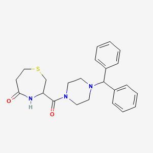molecular formula C23H27N3O2S B2604981 3-(4-Benzhydrylpiperazine-1-carbonyl)-1,4-thiazepan-5-one CAS No. 1396627-88-5