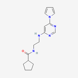 molecular formula C16H21N5O B2604983 N-(2-((6-(1H-吡咯-1-基)嘧啶-4-基)氨基)乙基)环戊烷甲酰胺 CAS No. 1421455-31-3