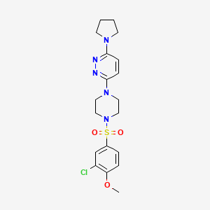 molecular formula C19H24ClN5O3S B2605001 3-(4-((3-Chloro-4-methoxyphenyl)sulfonyl)piperazin-1-yl)-6-(pyrrolidin-1-yl)pyridazine CAS No. 1219906-65-6