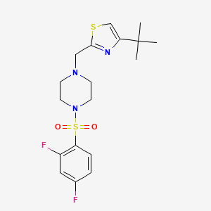 molecular formula C18H23F2N3O2S2 B2605004 4-(叔丁基)-2-((4-((2,4-二氟苯基)磺酰基)哌嗪-1-基)甲基)噻唑 CAS No. 1172419-35-0