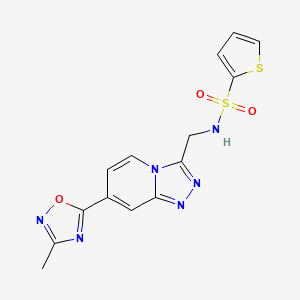 molecular formula C14H12N6O3S2 B2605006 N-((7-(3-methyl-1,2,4-oxadiazol-5-yl)-[1,2,4]triazolo[4,3-a]pyridin-3-yl)methyl)thiophene-2-sulfonamide CAS No. 2034438-51-0