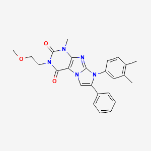 molecular formula C25H25N5O3 B2605015 8-(3,4-dimethylphenyl)-3-(2-methoxyethyl)-1-methyl-7-phenyl-1H-imidazo[2,1-f]purine-2,4(3H,8H)-dione CAS No. 896293-75-7