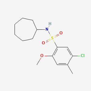 molecular formula C15H22ClNO3S B2605029 5-chloro-N-cycloheptyl-2-methoxy-4-methylbenzenesulfonamide CAS No. 946278-78-0
