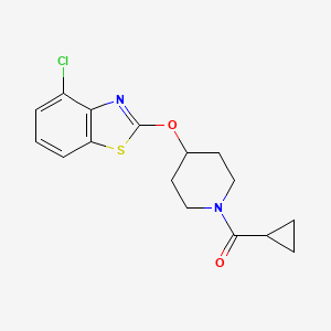 molecular formula C16H17ClN2O2S B2605034 (4-((4-Chlorobenzo[d]thiazol-2-yl)oxy)piperidin-1-yl)(cyclopropyl)methanone CAS No. 1286713-79-8