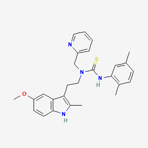 molecular formula C27H30N4OS B2605036 3-(2,5-二甲苯基)-1-(2-(5-甲氧基-2-甲基-1H-吲哚-3-基)乙基)-1-(吡啶-2-基甲基)硫脲 CAS No. 851937-04-7